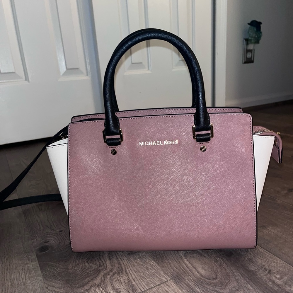 Michael Kors Color-Block Saffiano Leather Crossbody Bag Satchel